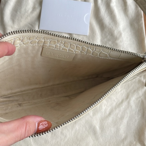 By Far Rachel Bag Croc Embossed in Cream Leather - Picture 2 of 4